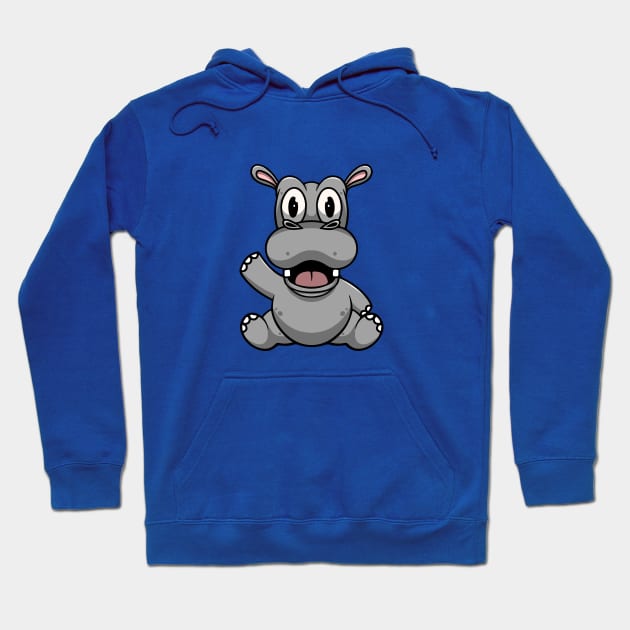 Cute Hippo Smiling Hoodie by Cubbone